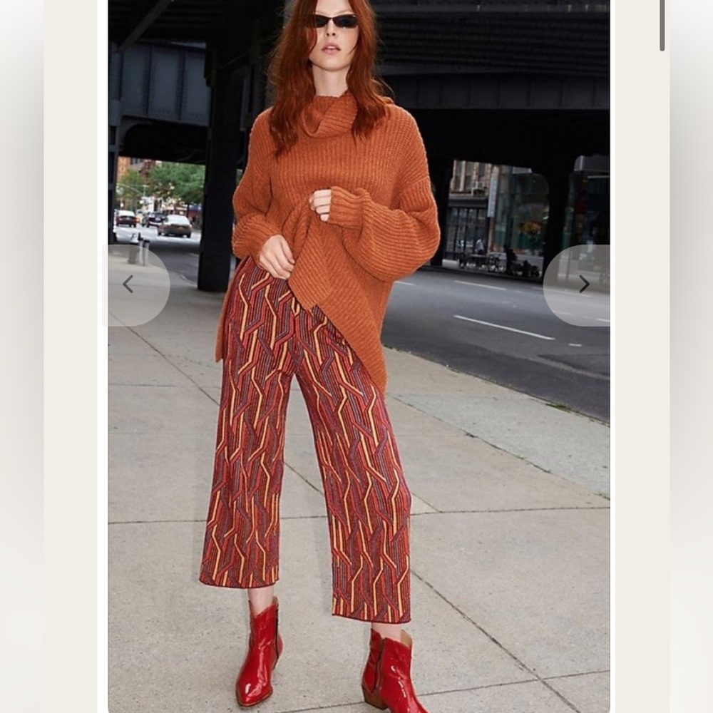 Free People Alina Pull On Geometric Wide Leg Pants Small